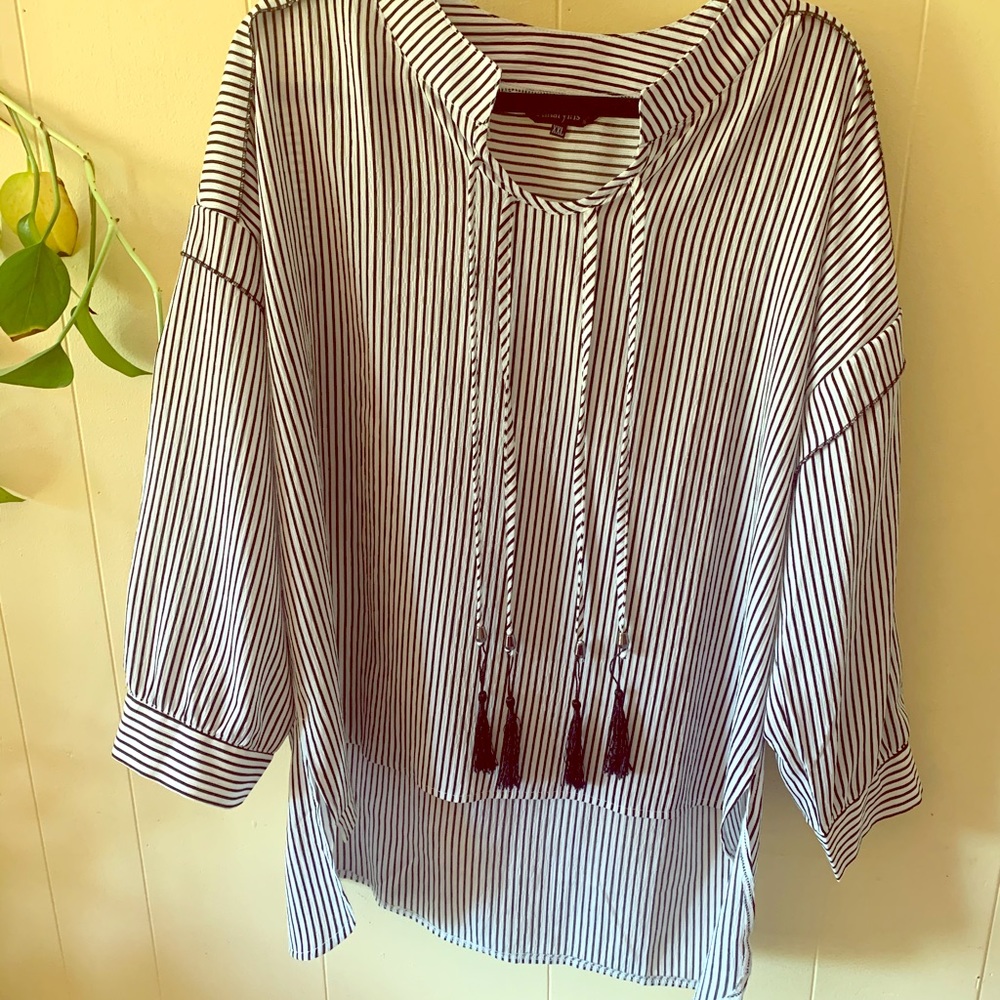 Amaryllis Flowy Striped High Low Blouse